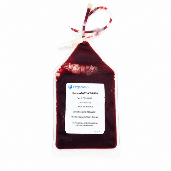 OrganaBio HematoPAC-CB-FRSH (CBU-CB-001) fresh umbilical cord blood unit
